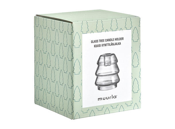 Glasstre stearinlysholder, 10,5cm