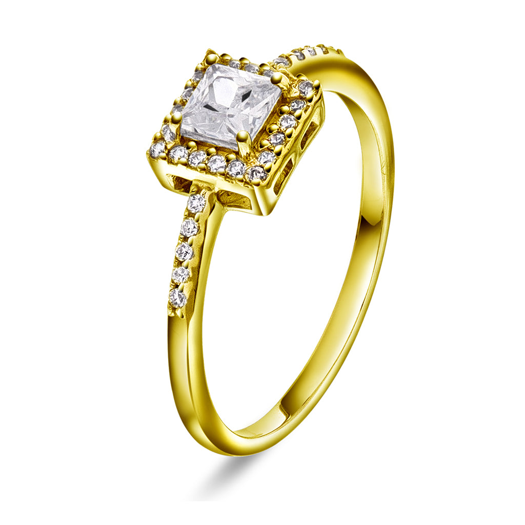 Luxe ring i forgylt sølv med zirkonia