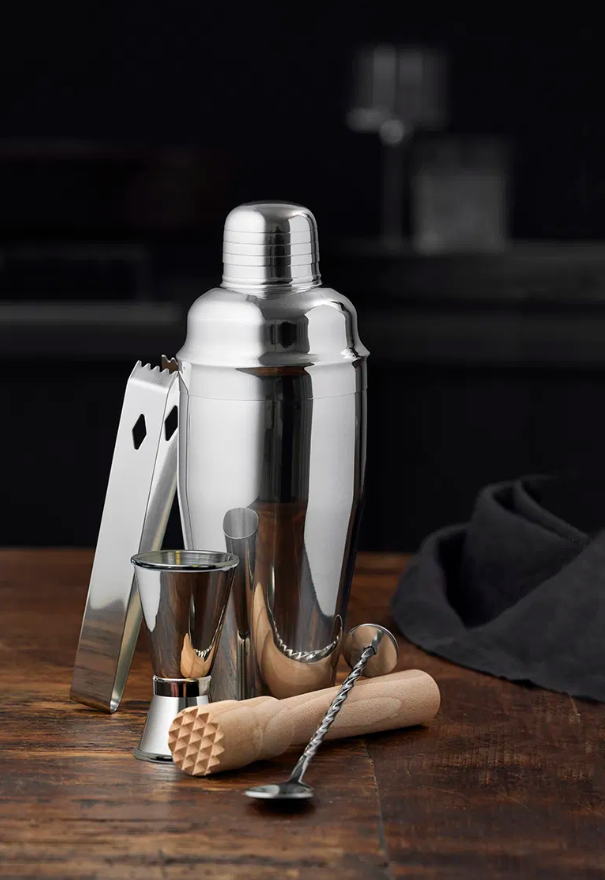 F&H FUNKTION - BARSETT 5 DELER, RUSTFRITT STÅL OG BØK