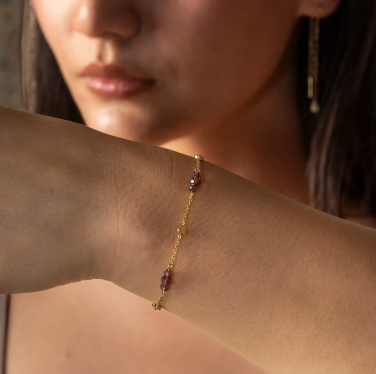 Fairy armbånd i forgylt sølv, Dyp Plomme