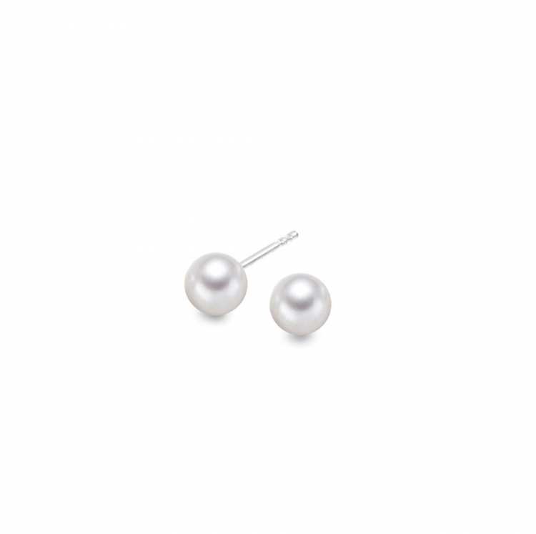 Øredobber i sølv med perle, 4 mm