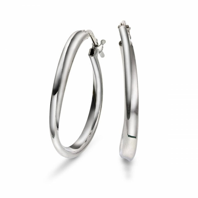 Øreringer vridde i sølv, 25 mm