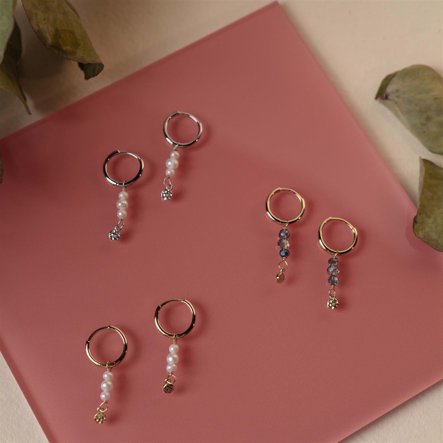 Fairy øreringer i sølv med perler