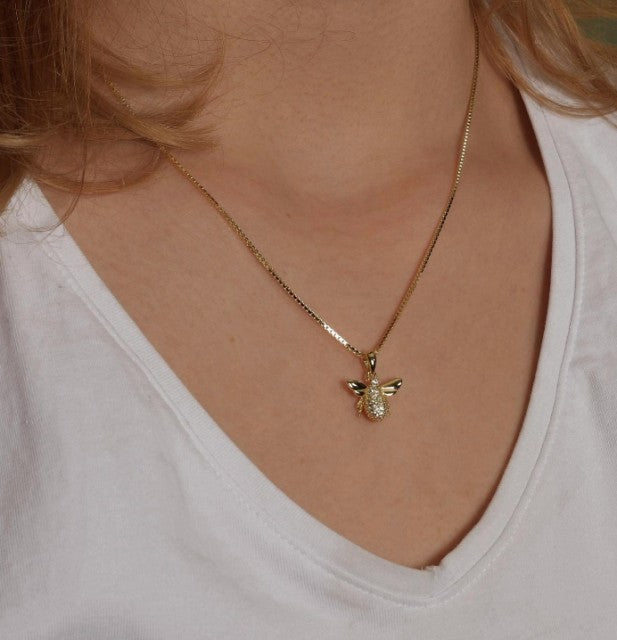 Smykke i forgylt sølv med zirkonia, Bie