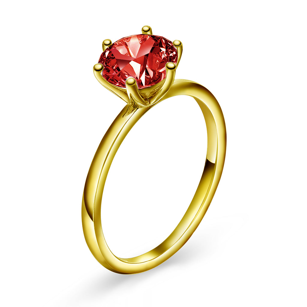 Chloe ring i forgylt sølv med dyp rød zirkonia