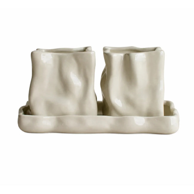 Herb Krukke 3 deler, Shiny Creme