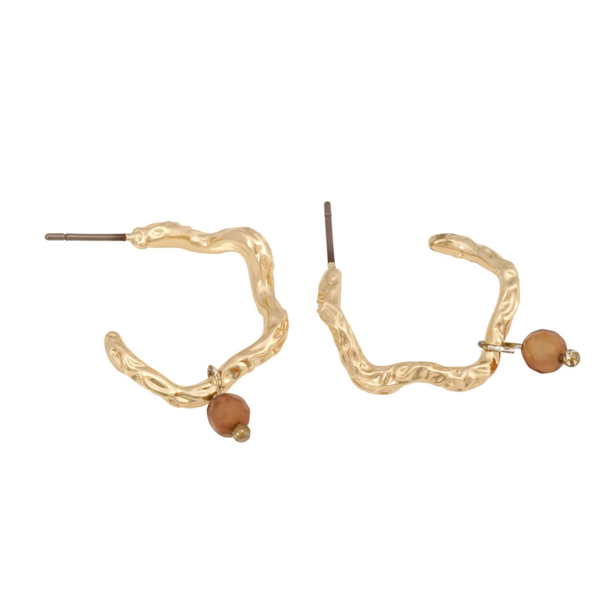 Cat pendant oval øreringer, brun