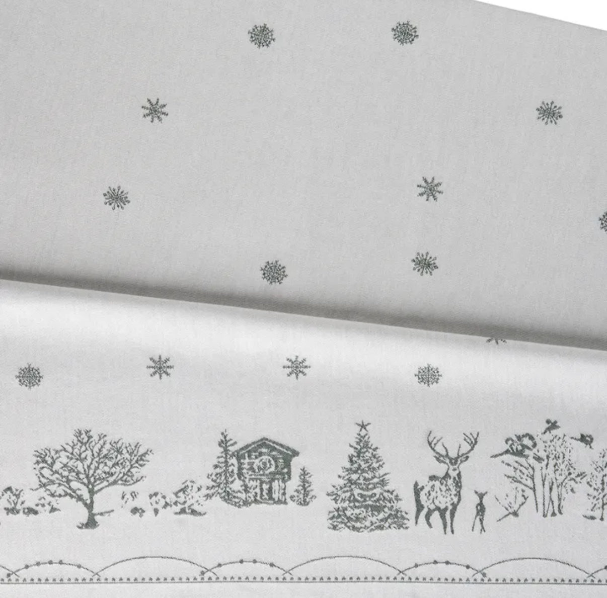Wik & Walsøe Julemorgen damaskduk 140x240cm, hvit/grønn
