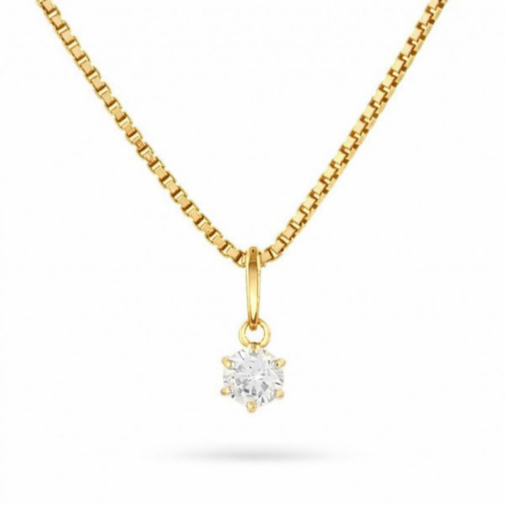 Smykke i gull med zirkonia, 4 mm