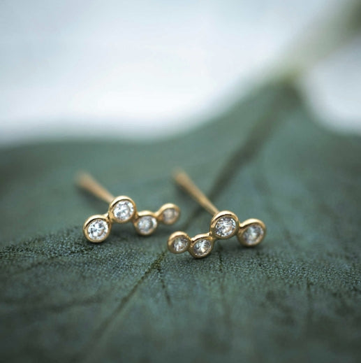 Øredobber i gull med zirkonia