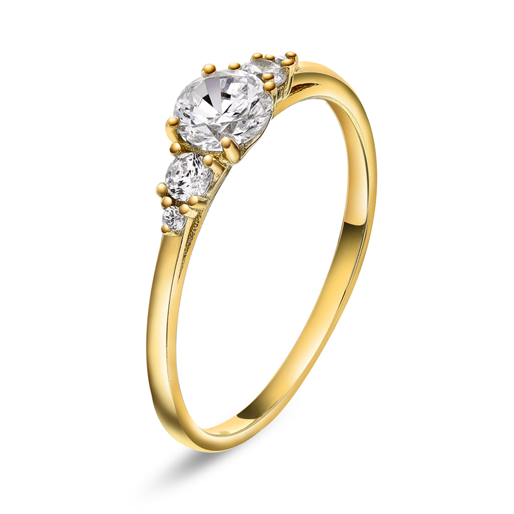 Ring i forgylt sølv med zirkonia