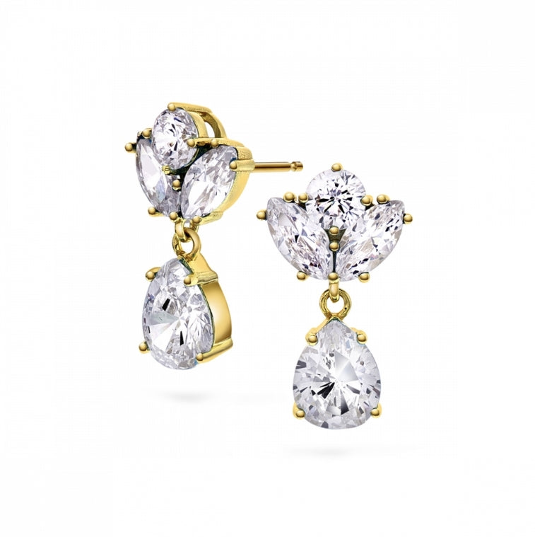 NOVIA BLOMST ØREDOBBER I FORGYLT SØLV, HVIT ZIRKONIA