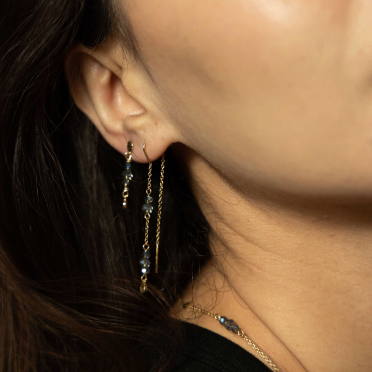 Fairy øredobber i forgylt sølv, Dyp Blå