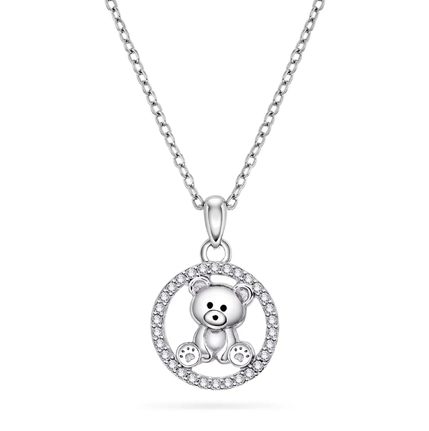 Smykke i sølv med zirkonia, bamse