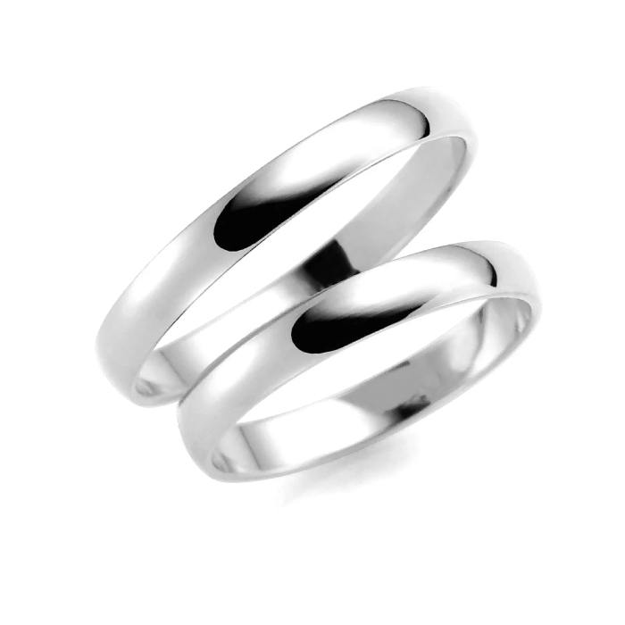 Giftering i hvitt gull, 3 mm