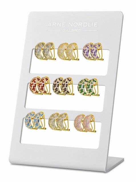 Øredobber i sølv med zirkonia, Hvit/lilla