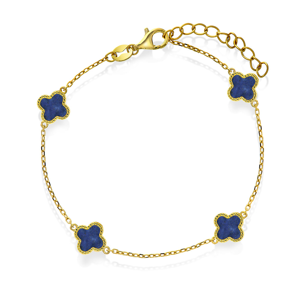 Armbånd i forgylt sølv, Havblå kløver