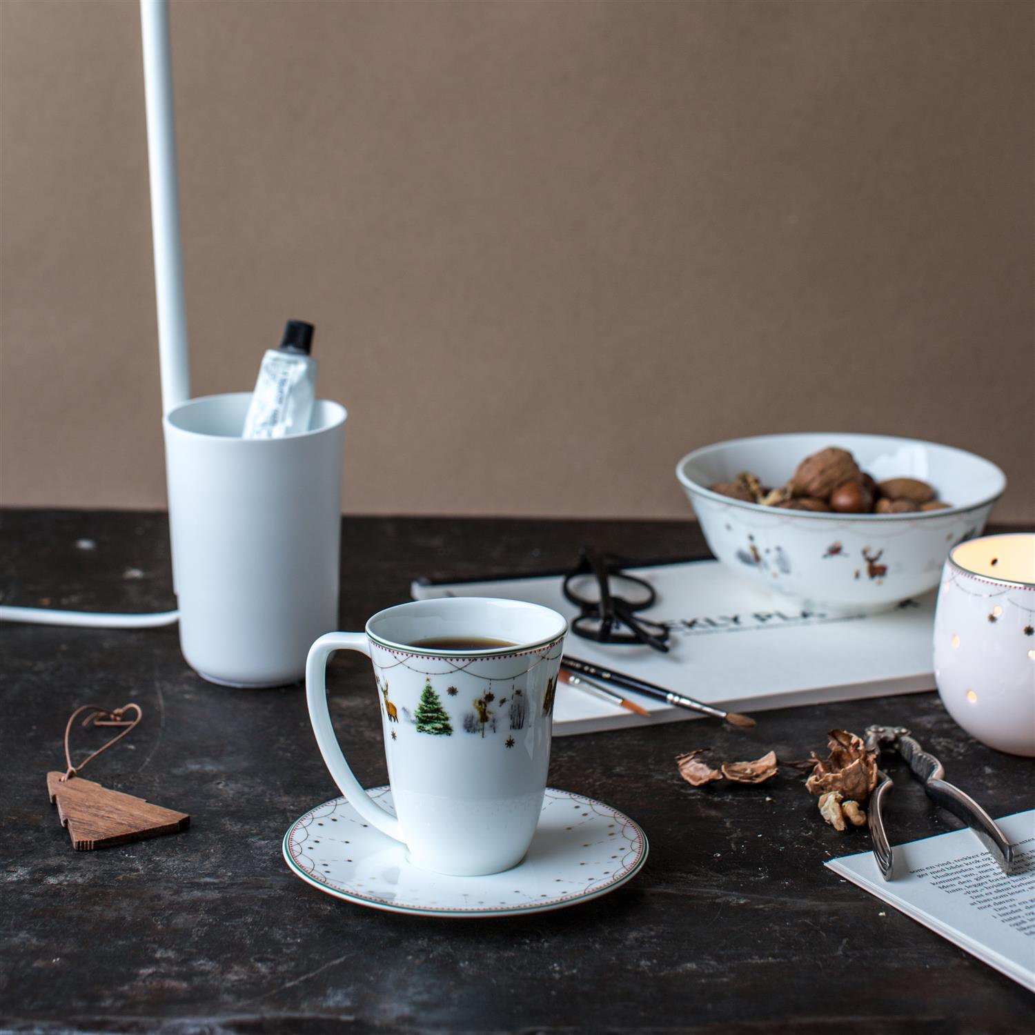 Wik & Walsøe Julemorgen Story kopp med fat, 20 cl