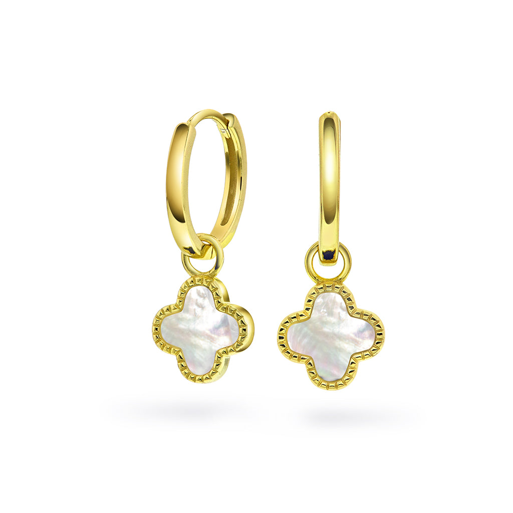 Øreringer i forgylt sølv, Hvit kløver