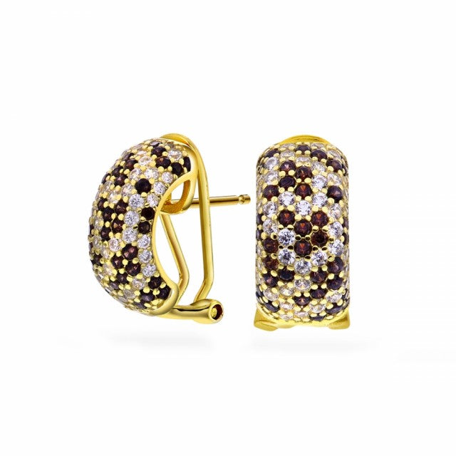 Øredobber i sølv med zirkonia, Hvit/brun