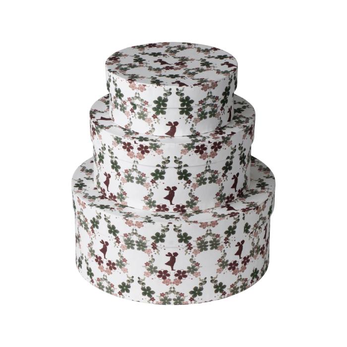 Alveblomst runde gavebokser,  3 pk