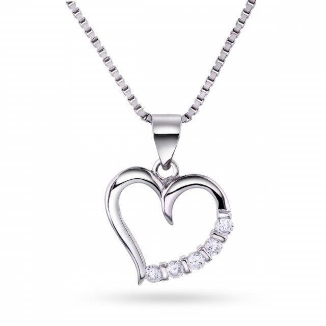 Smykke i sølv med zirkonia, Hjerte