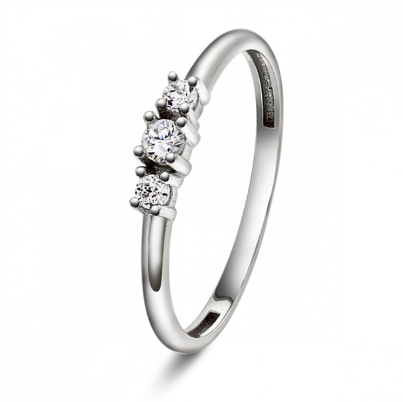 RING I HVITT GULL MED ZIRKONIA