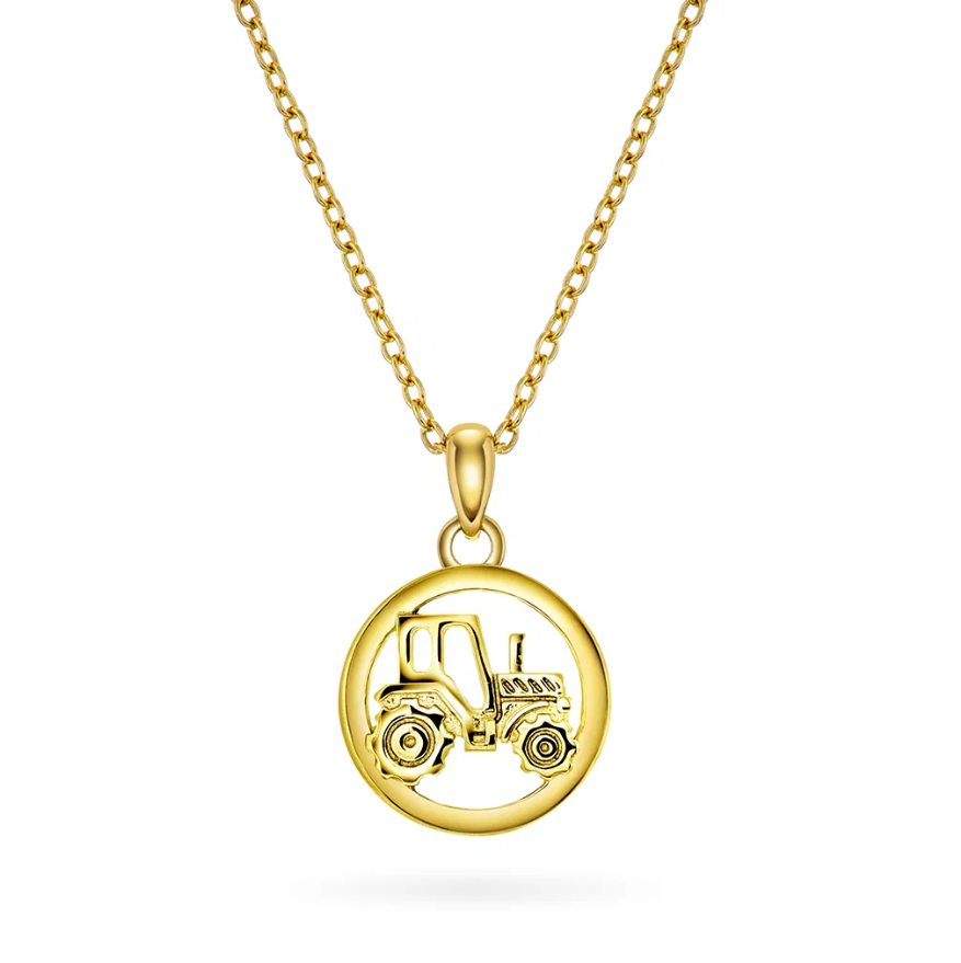 Smykke i forgylt sølv, traktor