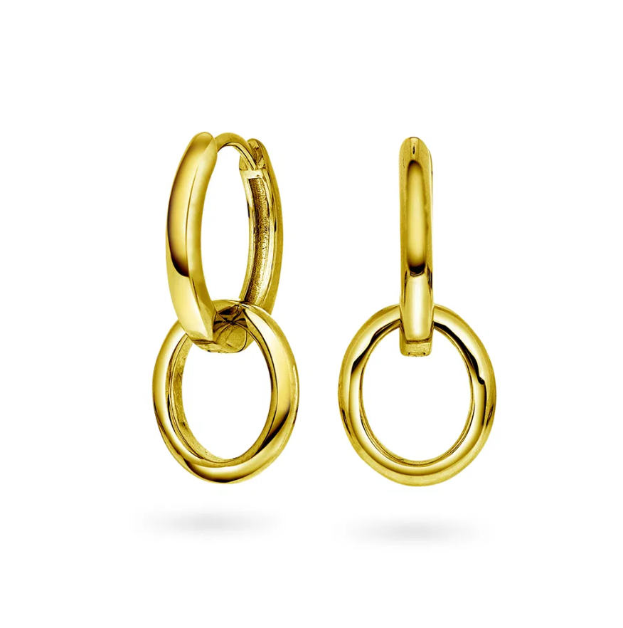 Hin dobbel hoop øreringer i forgylt sølv