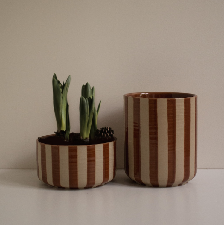 Line Potte 14x16 cm, Stripe Nougat