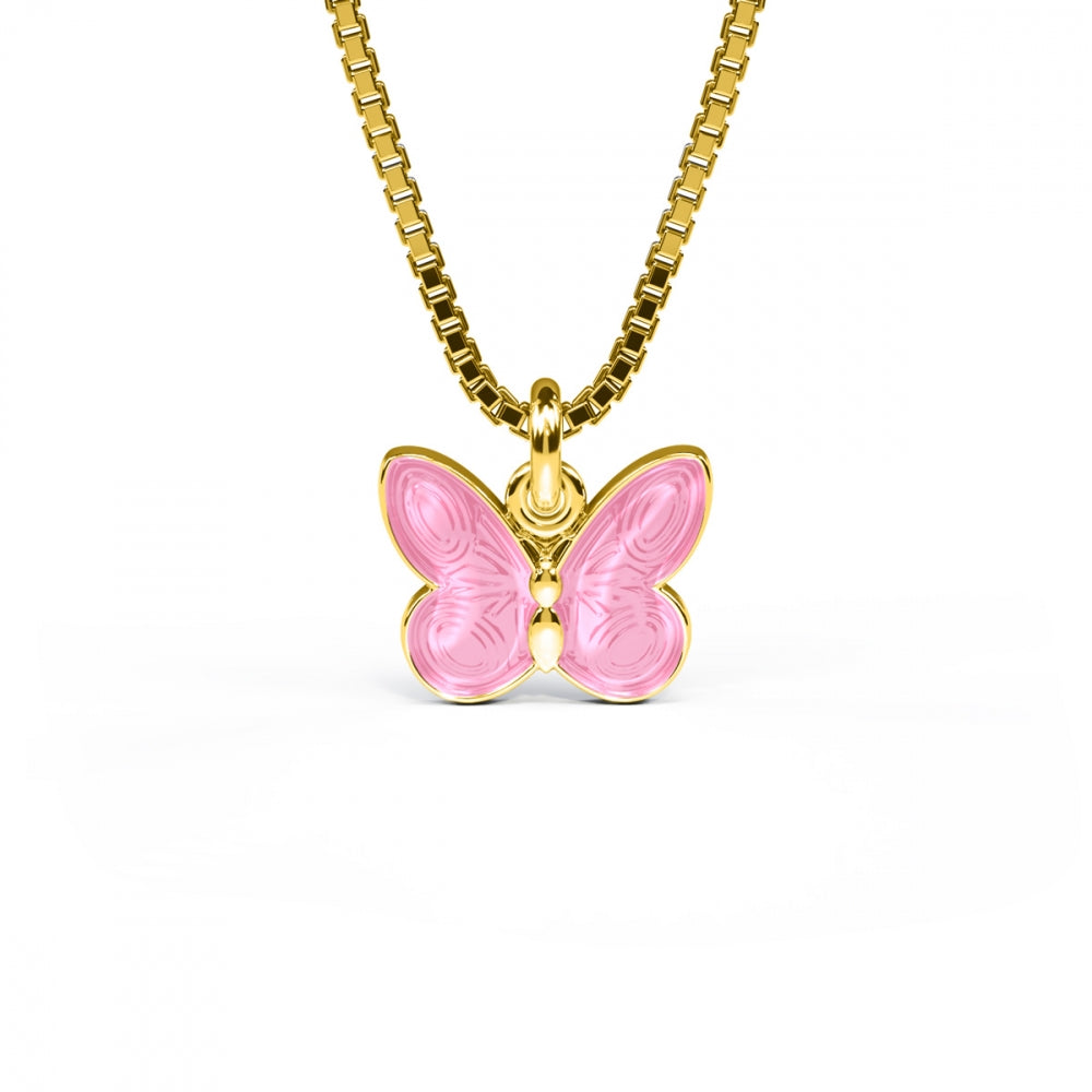 Halskjede i sølv, Rosa sommerfugl