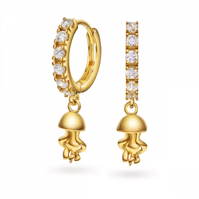 Øreringer i forgylt sølv med manet