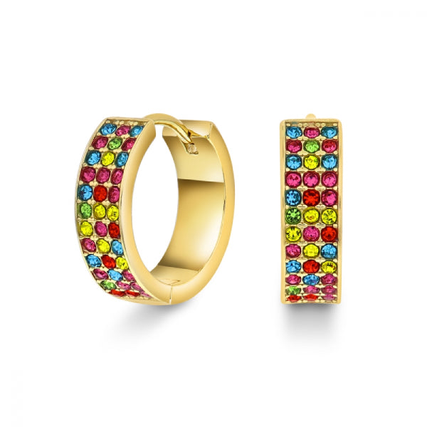 Øreringer i sølv med fargede zirkonia, 15 mm