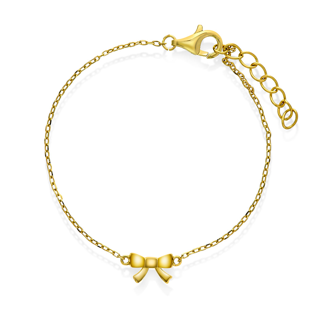 Prins & Prinsesse Armbånd i forgylt sølv med sløyfe