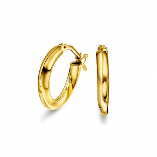 Øreringer vridde i forgylt sølv, 15 mm