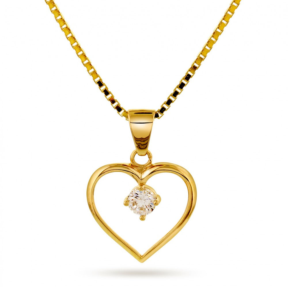 Halssmykke med anheng i gult gull og zirkonia