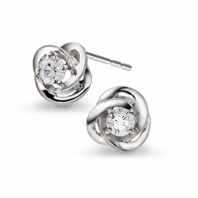 Øredobber i hvitt gull med zirkonia