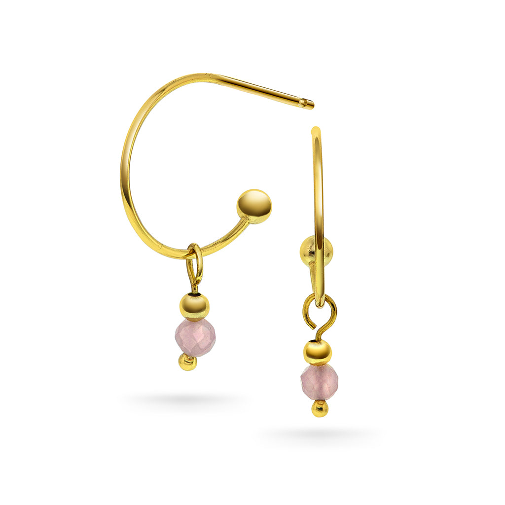 CRYSTAL ØREDOBBER SØLV MED ROSENKVARTS