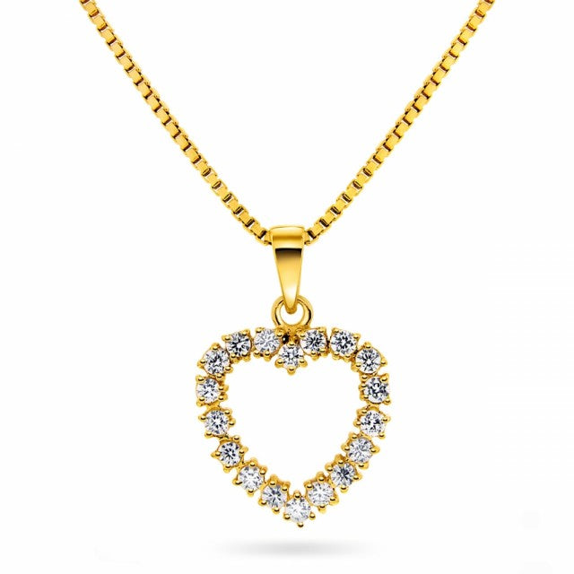 Smykke i gull med zirkonia, Hjerte