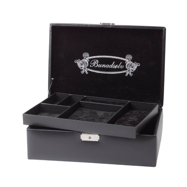 Bunadskrin i sort imitert skinn