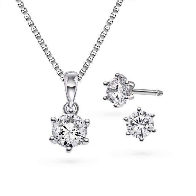 Smykkesett i sølv med zirkonia