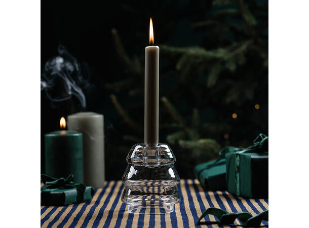 Glasstre stearinlysholder, 10,5cm