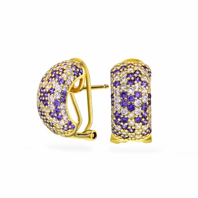 Øredobber i sølv med zirkonia, Hvit/lilla