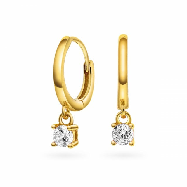 Øreringer i forgylt sølv med hvit zirkonia